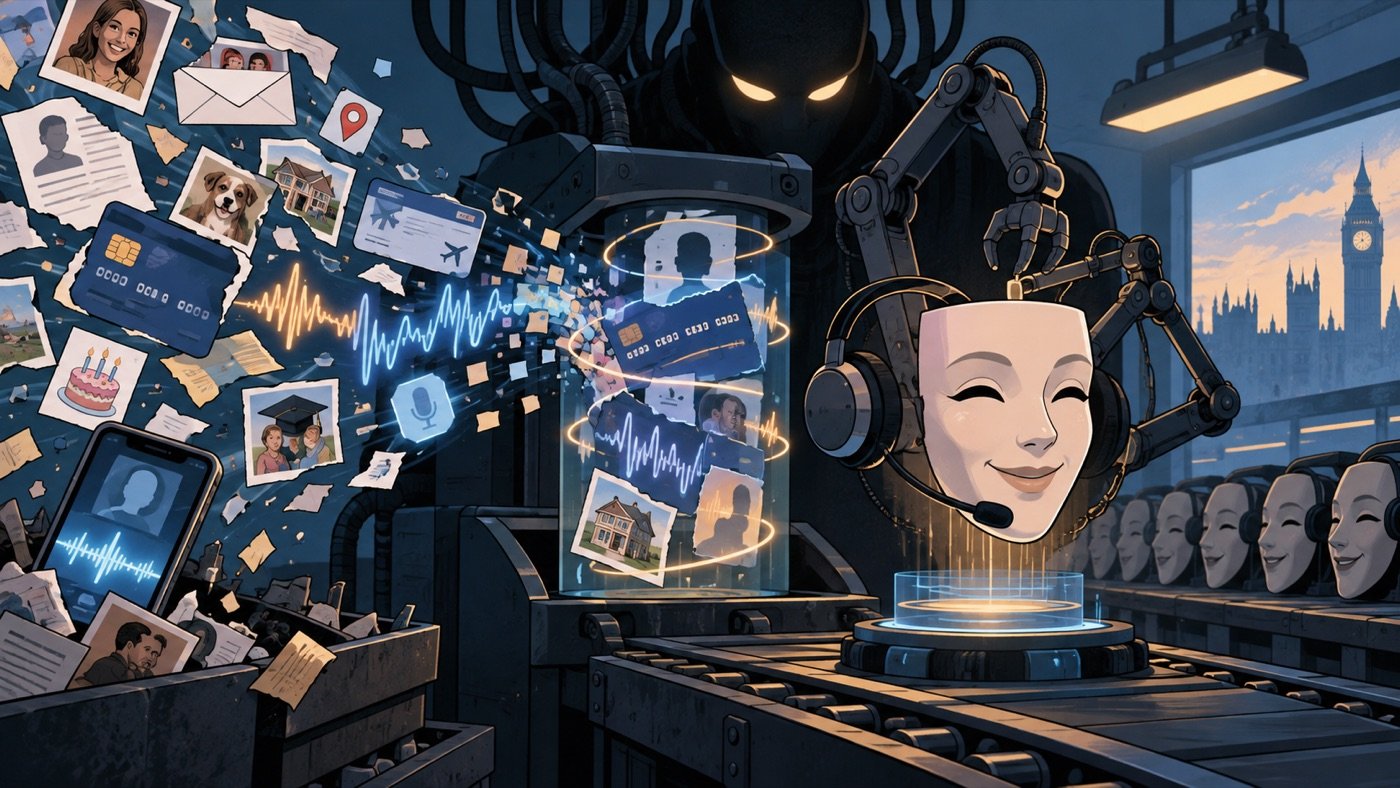 A machine assembling a convincing customer-service voice from leaked data